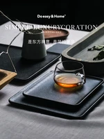 black creative square plate steak plate western cuisine plate dish household fruit plate square plate dish