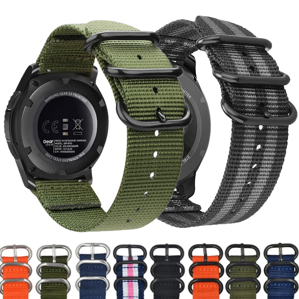 Ремешок нейлоновый для Samsung Galaxy watch 3 46 мм 42 active 2 40 44 Gear S3 спортивный браслет Huawei GT2