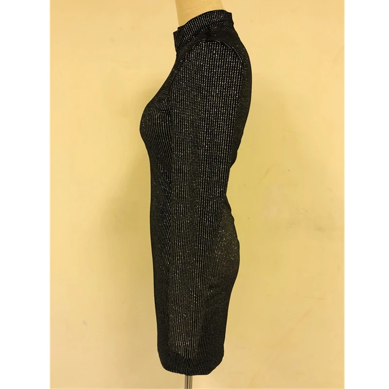 Женский трикотажный джемпер с длинным рукавом и блестками|Женские платья| |