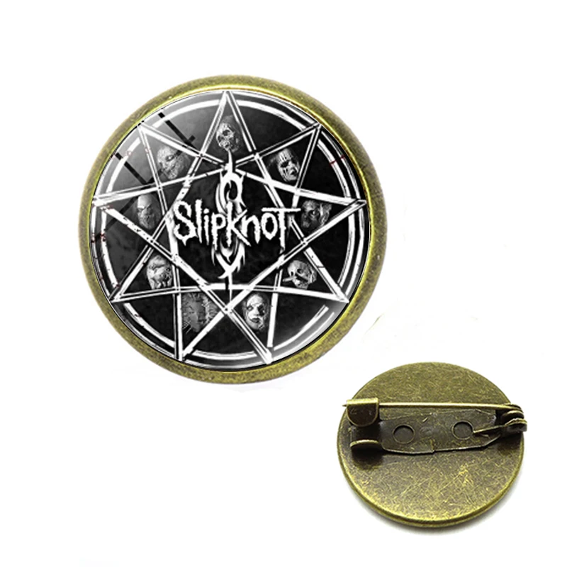 Dropshipping Fashion Rock Band Slipknot Brooches Women Men Glass SLIPKNOT Badges Dome Pins Hip Hop Jewelry CC Brooch | Украшения и