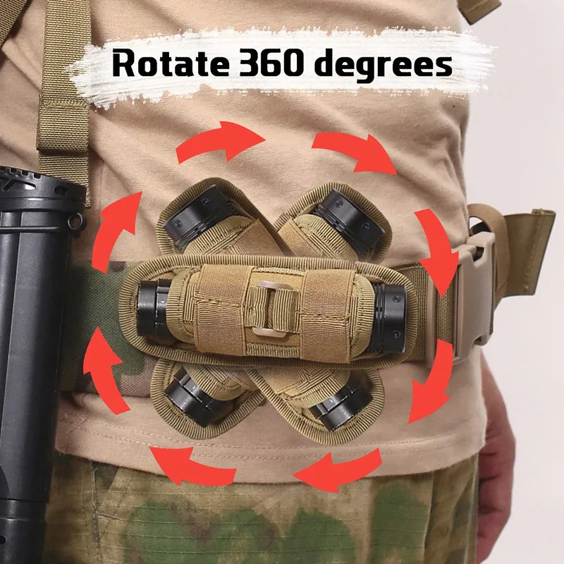 

Tactical 360 Degree Flashlight Pouch Holster Rotary Torch Case Belt Torch Cover Durable Hunting Lighting Accessory Survival Kits