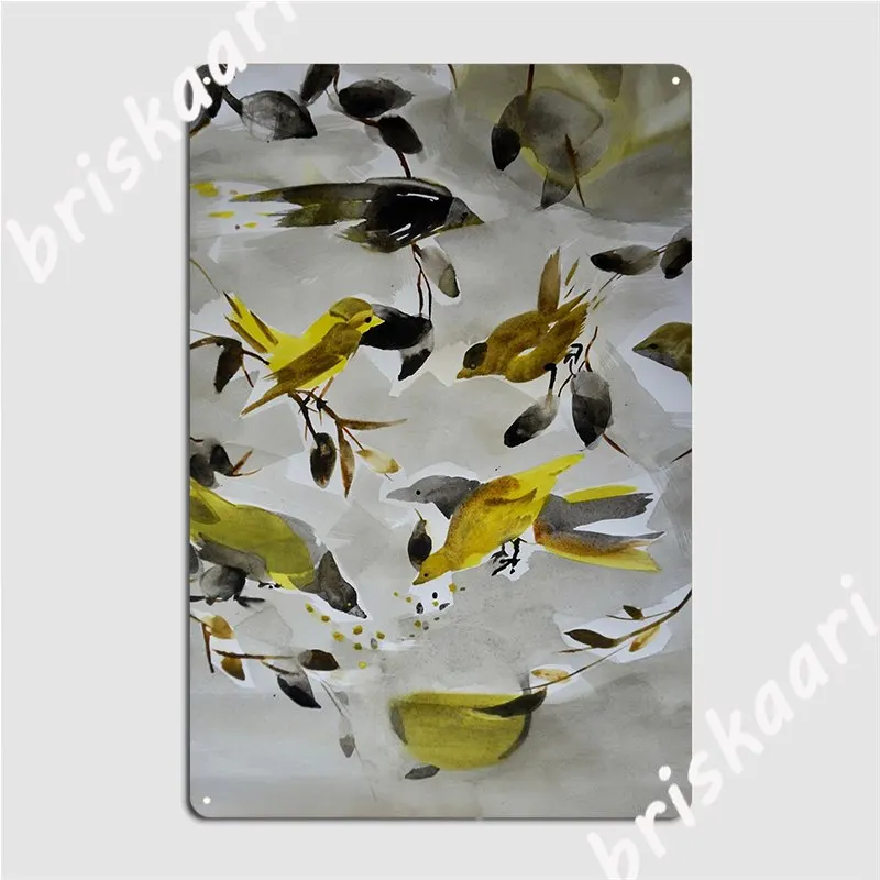 

Плакат с желтой птицей, металлический плакат с принтом клувечерние, Настенный декор, жестяной плакат