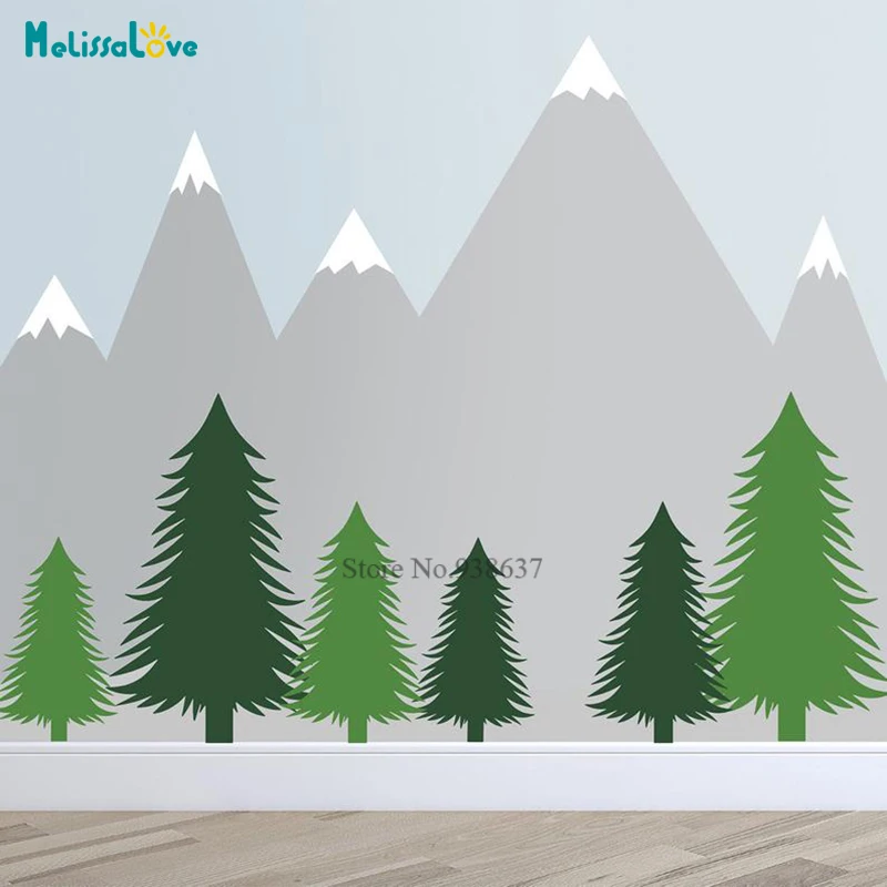 Деревянная елка лесная Наклейка на стену наклейка семейный лес детская комната