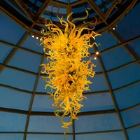 modern yellow chandelier designer art glass lighting home hotel led large high quality murano glass chandeliers