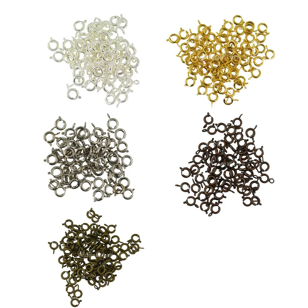 

50pcs Solid Spring Ring Clasp With Open Jump Jewelry Making Finding DIY