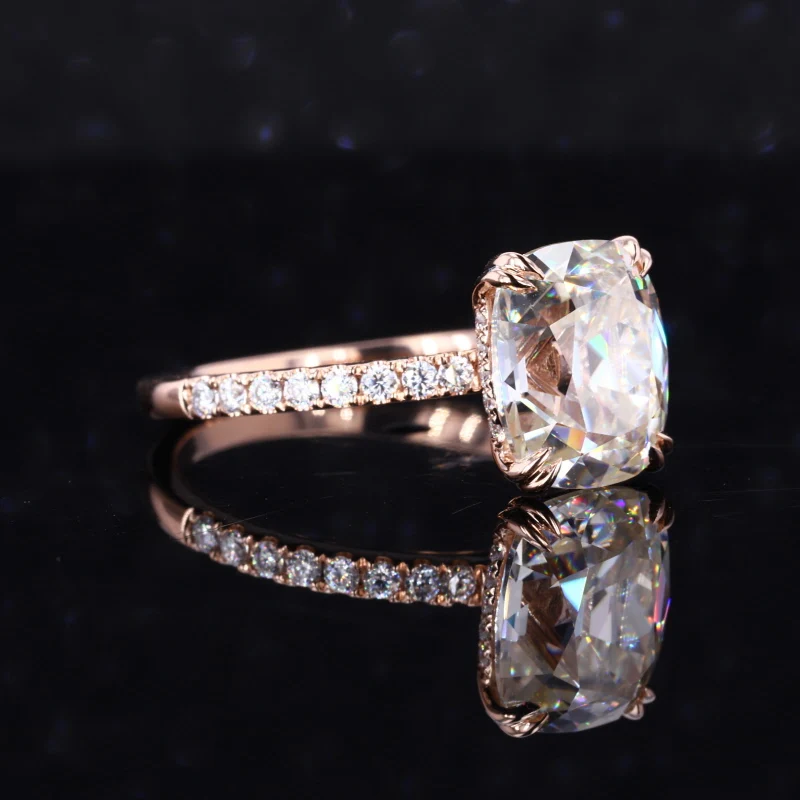 Удлиненная форма муассанит розовое золото 10 карат свадебное кольцо вечности с