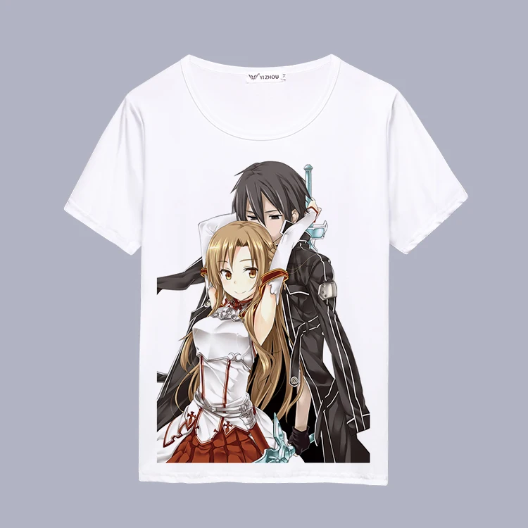 Футболка для косплея из м/ф Искусство меча онлайн летняя мультяшная футболка с