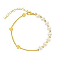 korean fashion kpop accessories luxury women barcelet golden heart shape metal hand chain natural stone bracelets