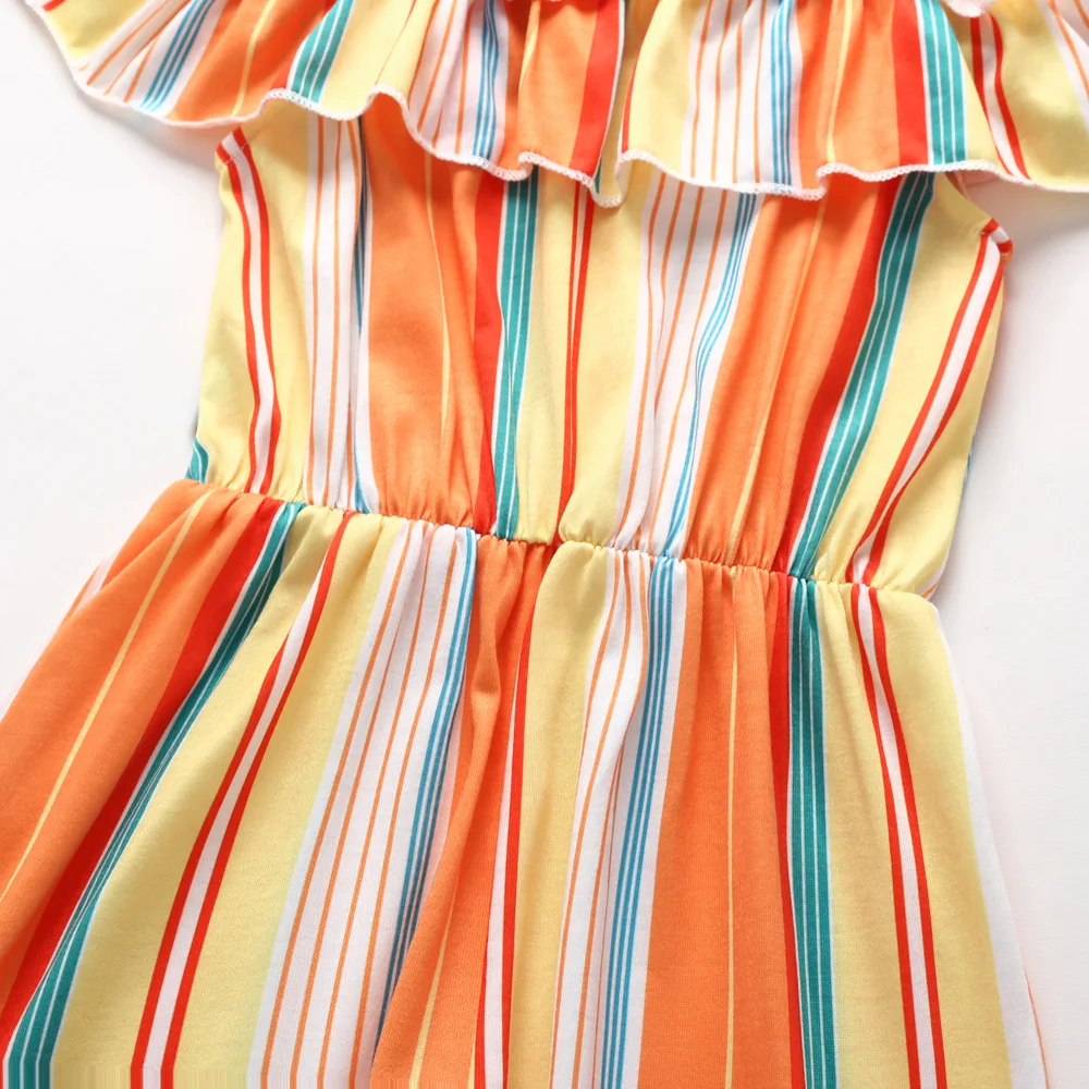 

Girls Clothes Fashion Kids Girl Sleeveless Striped Printed Sling Strapless Cotton Rompers Playsuit Jumpsuit Romper