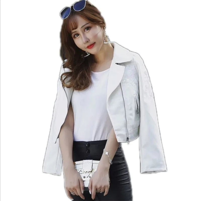 Куртка из искусственной кожи для женщин, осень 2020 года, короткая с молнией, черного цвета, панковая бомберная куртка, ложная наружная одежда весной, блейзер.
