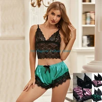 1 set womens lace sleepwear lingerie tops shorts set babydoll pajamas nightwear 2021