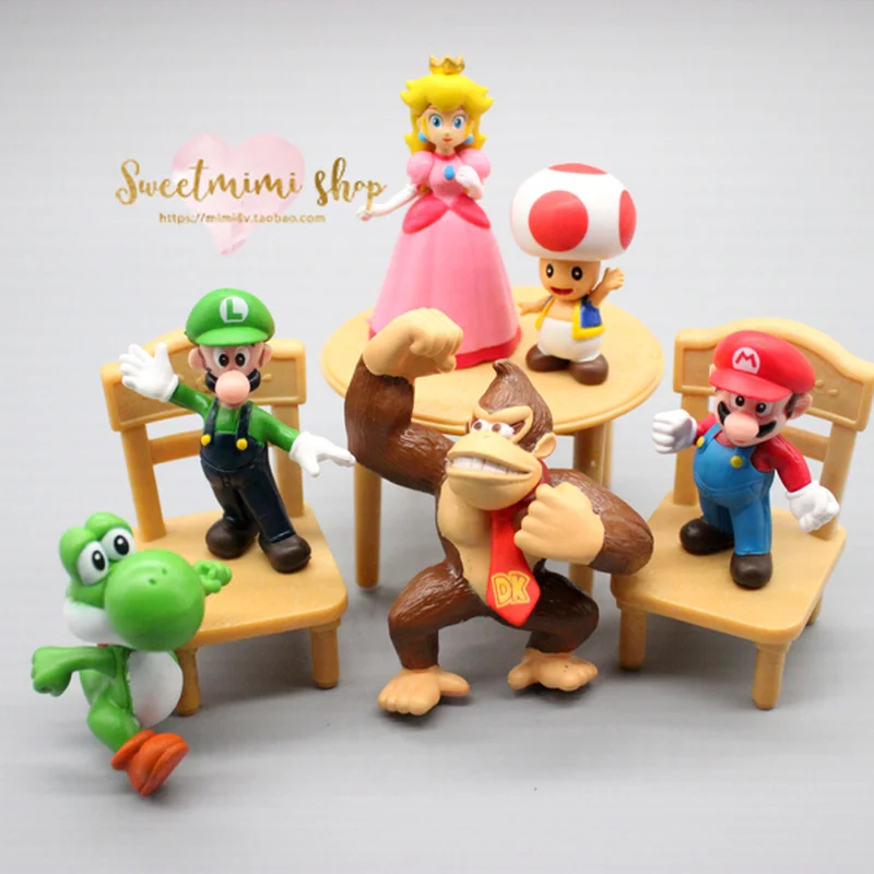 

18pcs Super Mario Bros Anime Figures Luigi Bowser Yoshi Peach Princess Toad PVC Cartoon Model Kids Toys for Boys Birthday Gifts