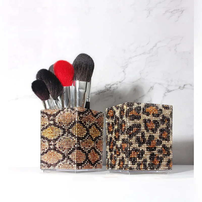 Большой леопардовый бриллиантовый держатель для гелевых ручек ногтей набор