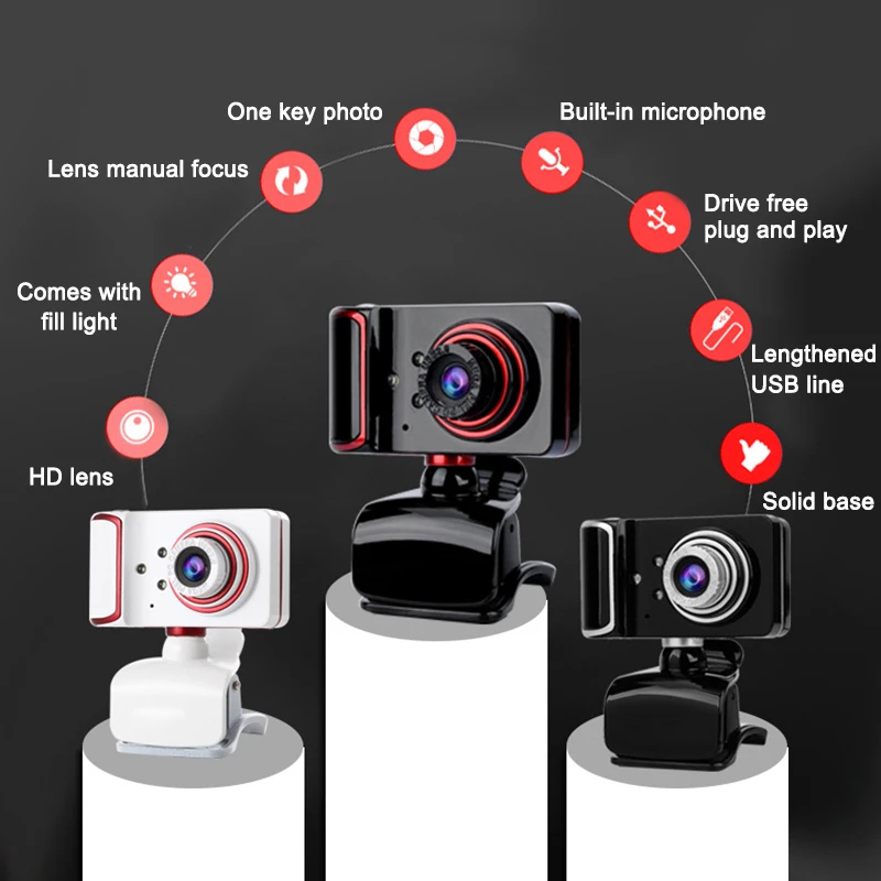 HD веб-камера Веб-камера с микрофоном Компьютерная камера USB Plug and Play для ПК