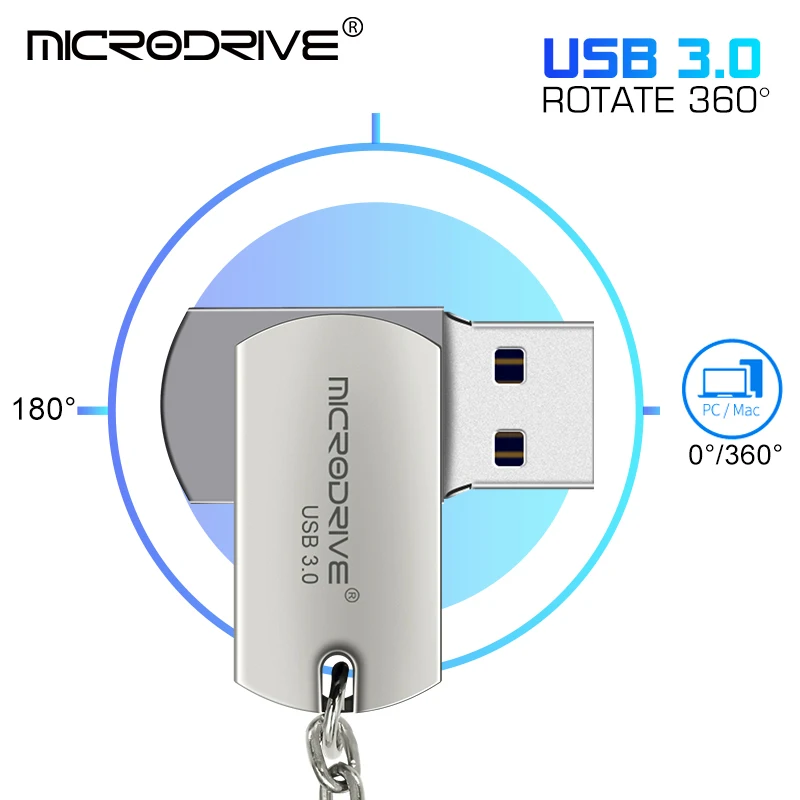 Вращающийся металлический usb3.0 флеш накопитель флэш 64 ГБ 32 оперативной памяти 16
