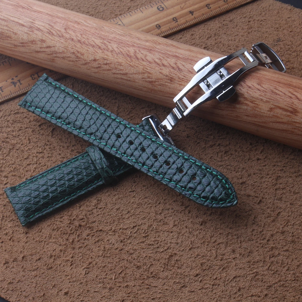 Ремешок из натуральной кожи для наручных часов гибкий зеленый браслет телячьей с