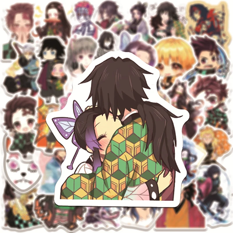 

10/30/50Pcs/set Demon Slayer Cartoon Anime Q Version Graffiti Sticker For Case Luggage Skateboard Kids Helmet Laptop Trolley