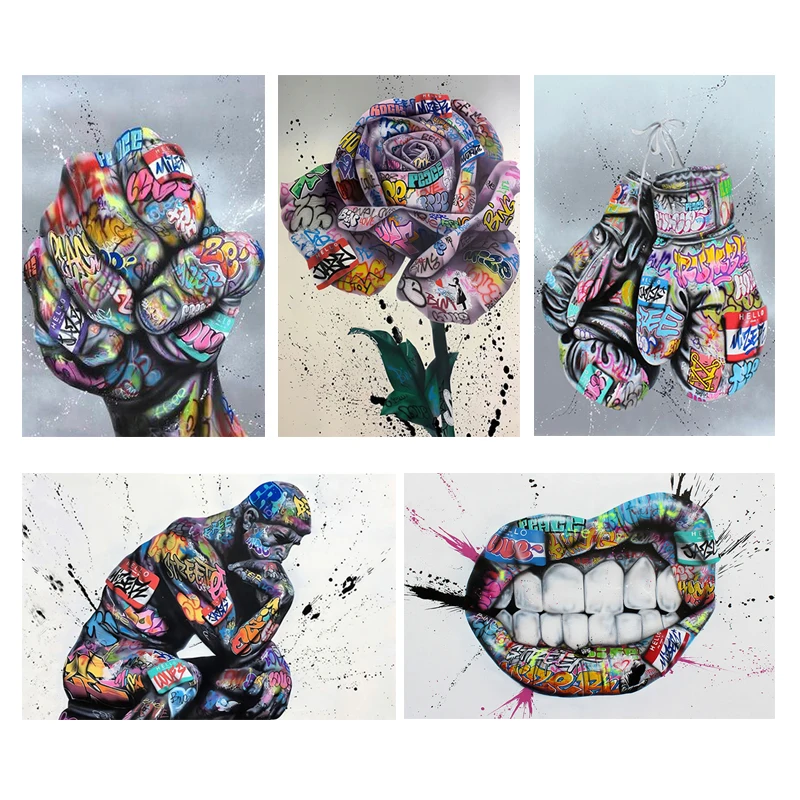 

DIY 5D Diamond Painting Graffiti Art Inspiration Lips Diamond Embroidery Cross Stitch Mosaic Home Decor Craft Christmas Gifts