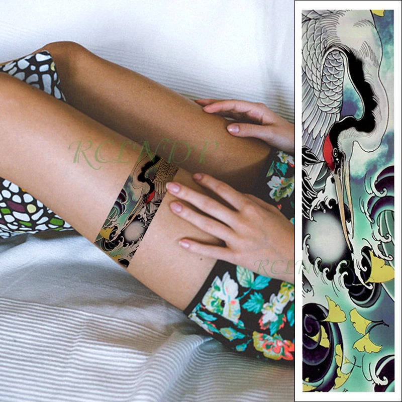 Водостойкая Временная тату наклейка красно Венецианский журавль ginkgo