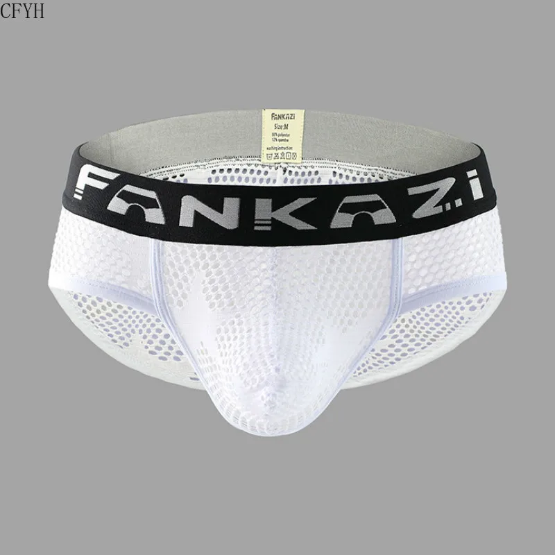 Мужские сетчатые пикантные мужские трусы Гей пенис мешок хлопок нижнее белье