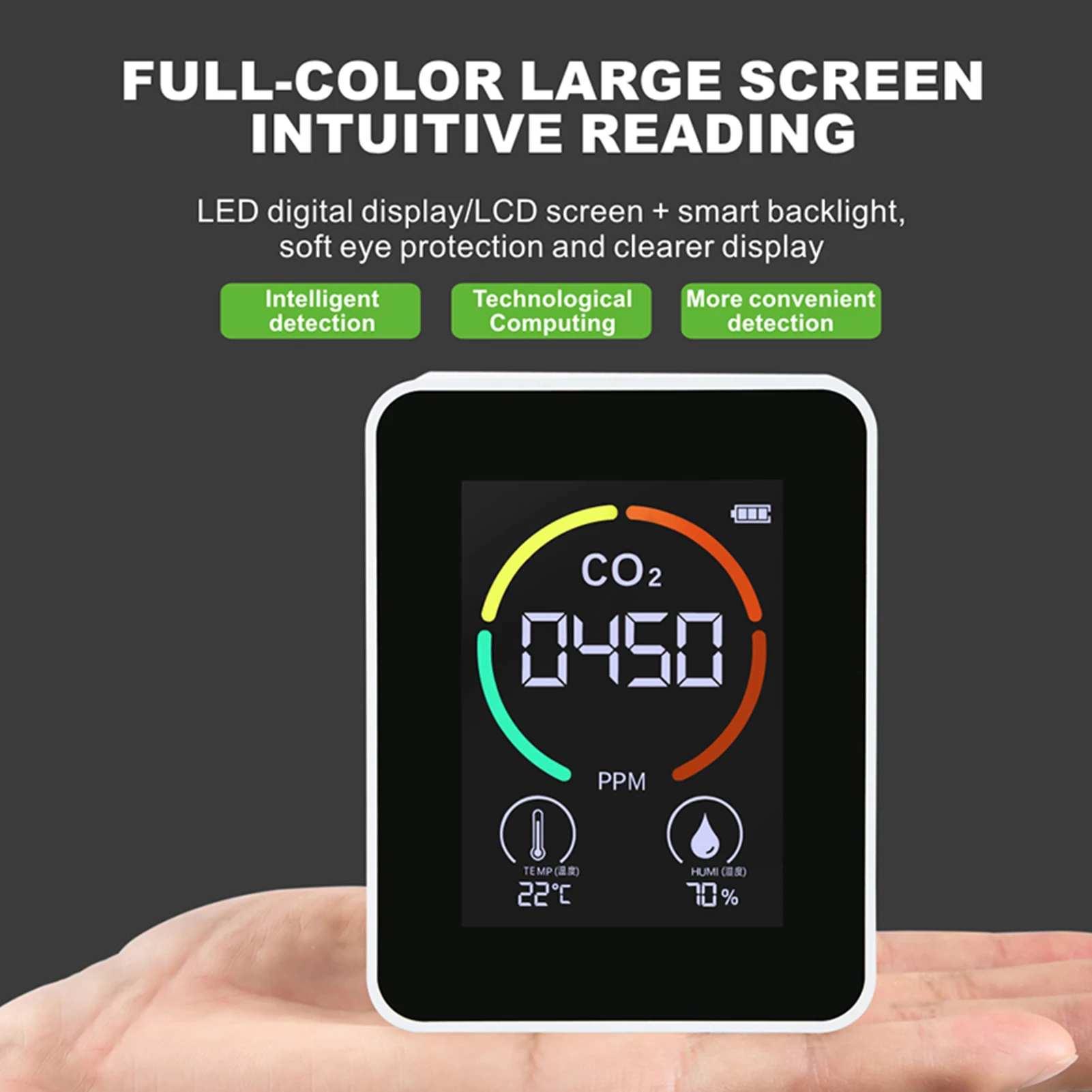 

Air Quality Monitor CO2 Air Detector Carbon Dioxide Detector Temperature Humidity Sensor Real Time Reading