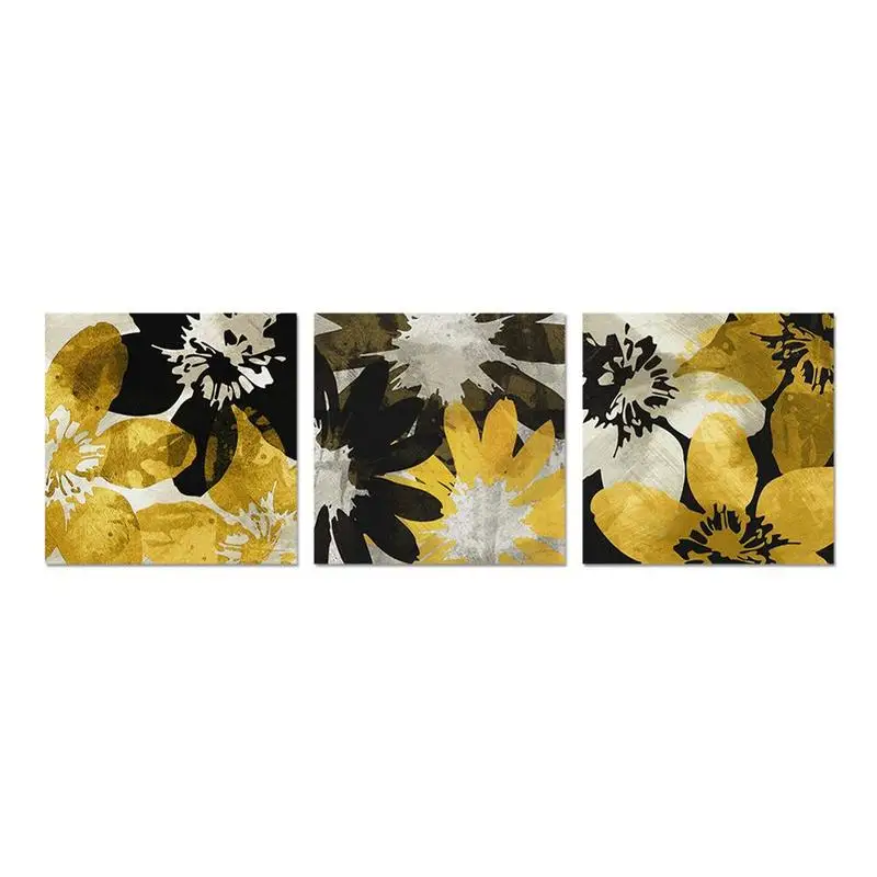 

Black and White Yellow Flowers Poster and Print Canvas Pictures Abstract Floral Wall Art Paintings for Room Decoration