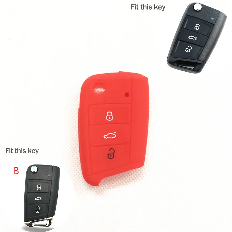 B red Силиконовый чехол для ключей для Volkswagen Skoda Octavia Yeti Roomster Fabia Rapid Superb KODIAQ/Seat Leon Toledo Altea Ibiza - Название цвета: B red