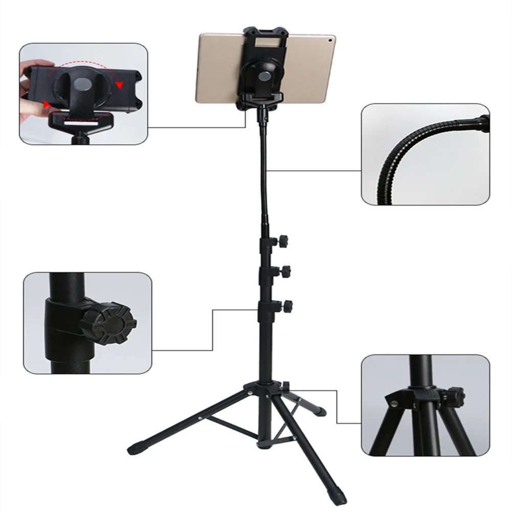 Flexible Tripod Floor Stand for iPad iPhone Foldable Adjustable Tablet Phone Mount Holder Support Bracket for Mobile Phone