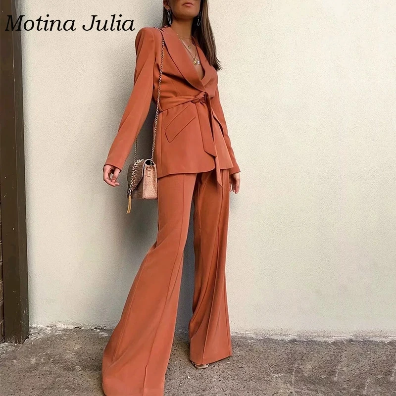 Motina Julia сексуальный женский Блейзер брюки наборы для женщин 2019 осень зима крутые