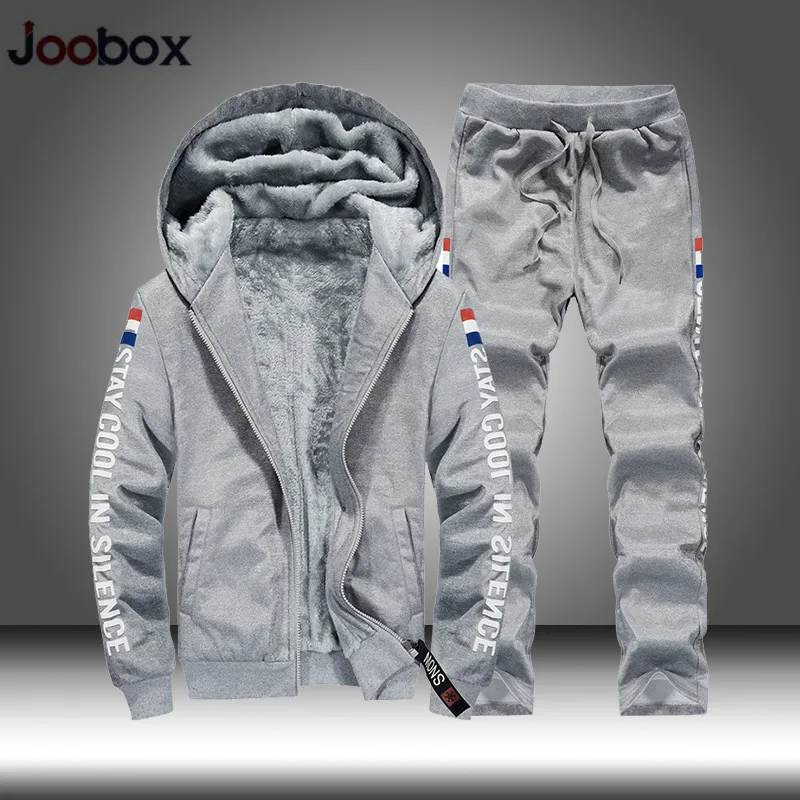Мужская толстовка с капюшоном и штаны Повседневная Теплая Флисовая спортивная