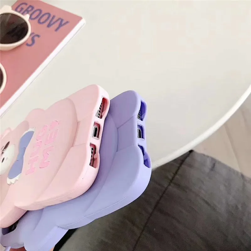 Милые 3D чехлы с мультяшным медведем мягкий чехол-накладка для iPhone 6 6s 7 8 Plus X XS XR XSMAX