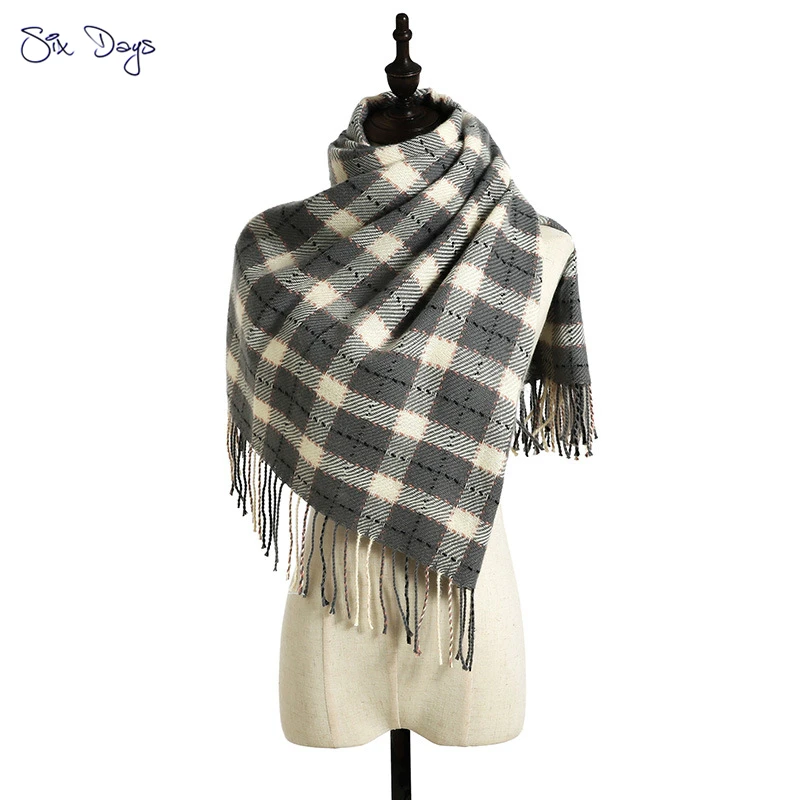 

Women Plaid Knitted Scarf Winter Warm Lady Shawl And Wrap Bandana Pashmina Long Tassel Female Foulard Bufandas Thick Blanket
