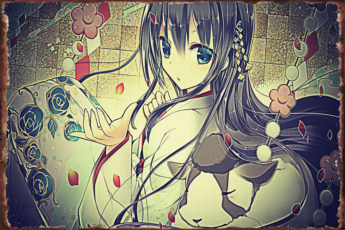 

Kimono Girl Anime Vintage Metal Sign Tin Sign Tin Plates Wall Decor Room Decoration Retro For Art Cafe Pub Home Club Man Cave