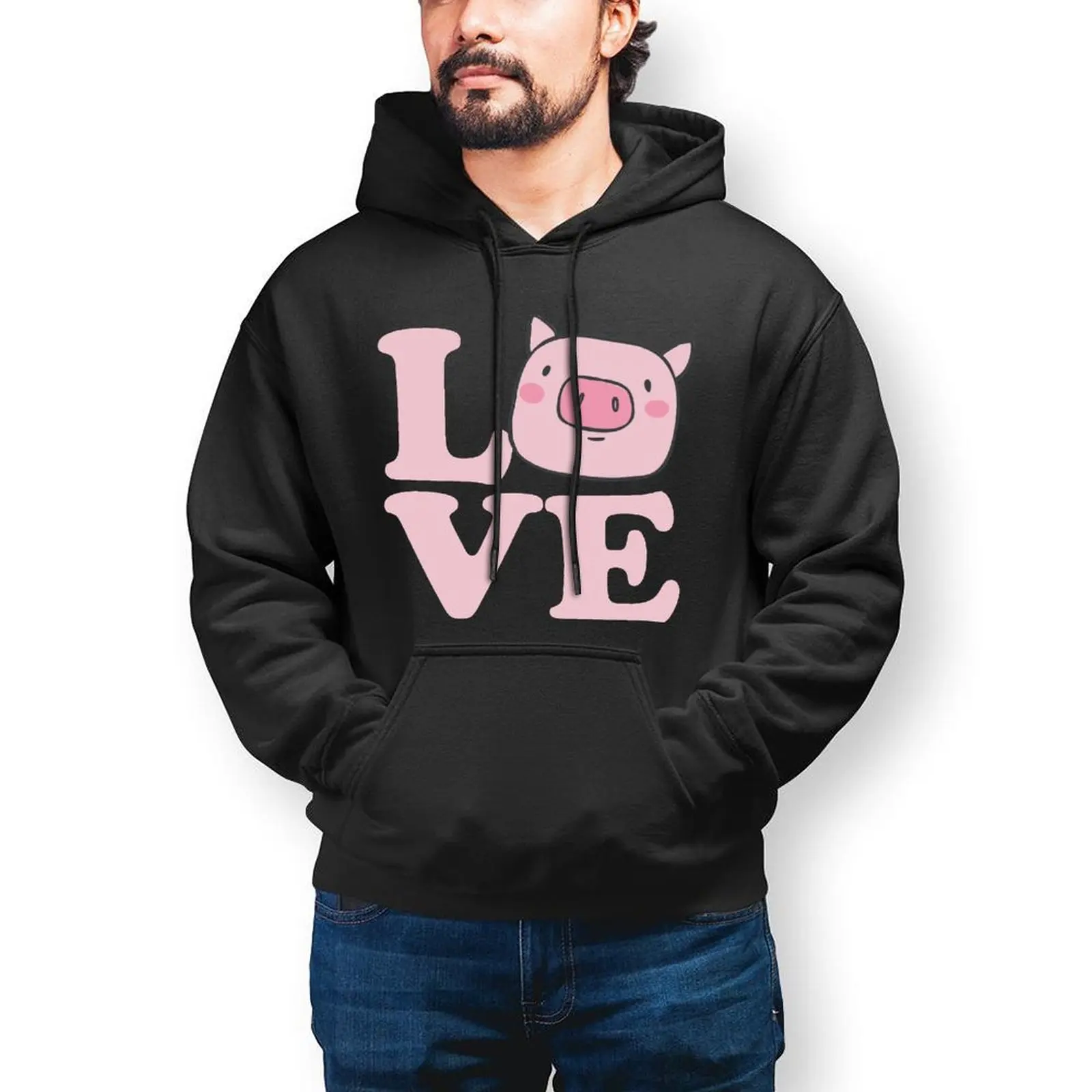 

Pig Hoodies Cotton Outdoor Pullover Hoodie Warm Long Casual Hoodie XL Mens
