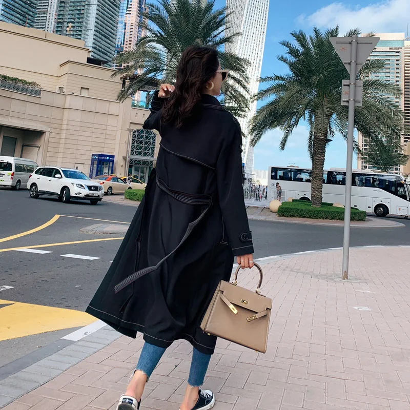 

2020 autumn new high-end casual fashion Korean style elegant temperament pure color mid-length slim slimming women's jacket