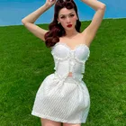 Женская винтажная мини-юбка с высокой талией, белого цвета