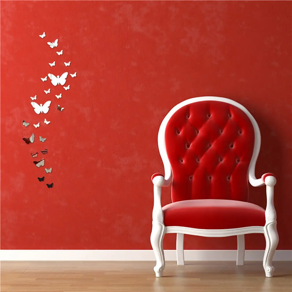 

Butterfly Crystal Mirror Wall With Acrylic Stereo Environment Protection Wall And Bedroom Decoration