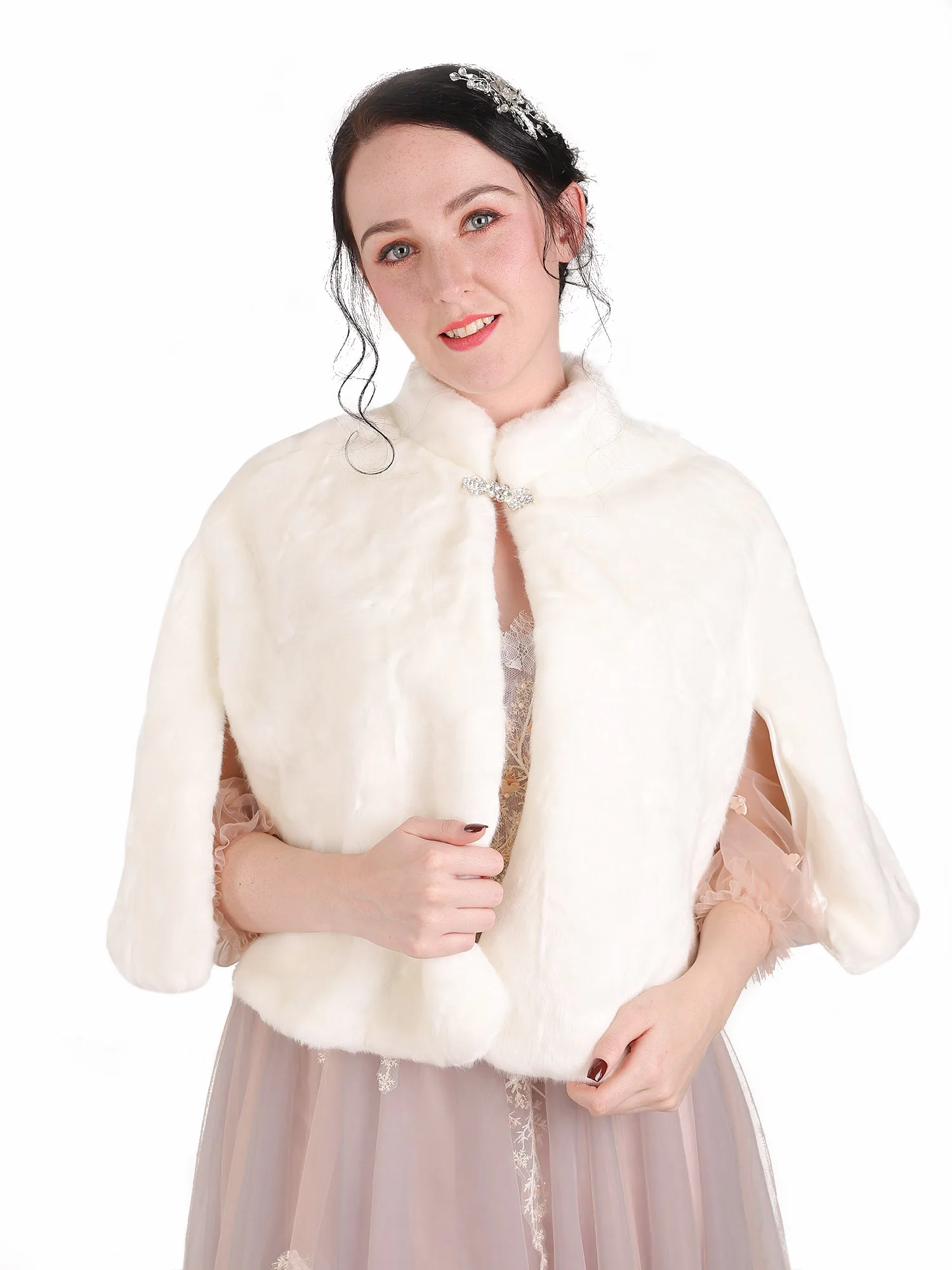 Белая накидка из искусственного меха теплое вечернее платье вечерние накидки