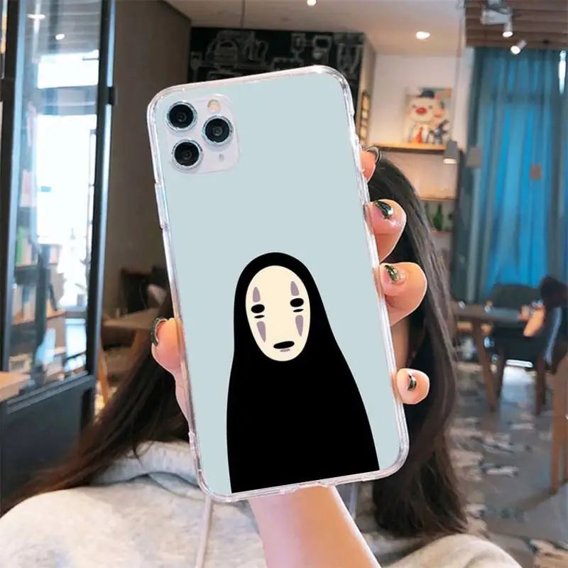 

No Face Man Japan Cartoon Spirited Away Phone Transparent iPhone 6 7 8 11 12 s mini pro X XS XR MAX Plus se cover funda shell