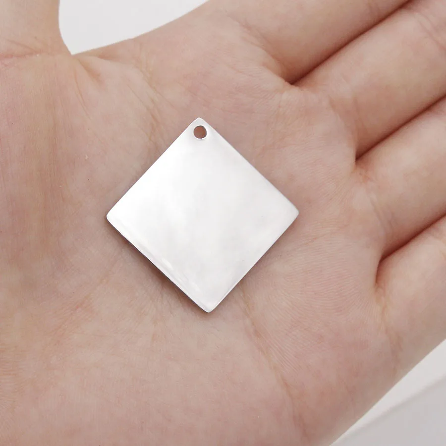 

100% Stainless Steel Square Tag Charm Blank For Engrave 22mm Metal Square Charms Pendant Mirror Polished Wholesale 10pcs