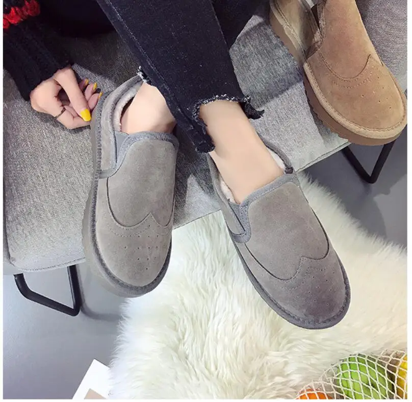 2021 Women Autumn Winter Flats Slip On Casual Cotton Shoes Warm Cozy Female Plus Size Loafers Snow Shoes Anti Skid Women's Shoes