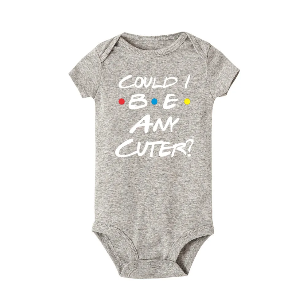 Body de manga corta para beb&eacute;, Ropa divertida con tem&aacute;tica de amigos, Blanco, Negro, Rosa o gris, de verano-5