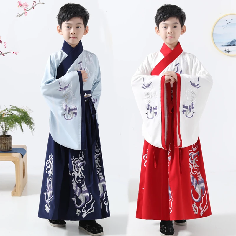 

Платье Hanfu Детские традиционные китайские рандомные костюмы, одежда для народного танца, костюм Тан для древнего мальчика, Детская сценичес...