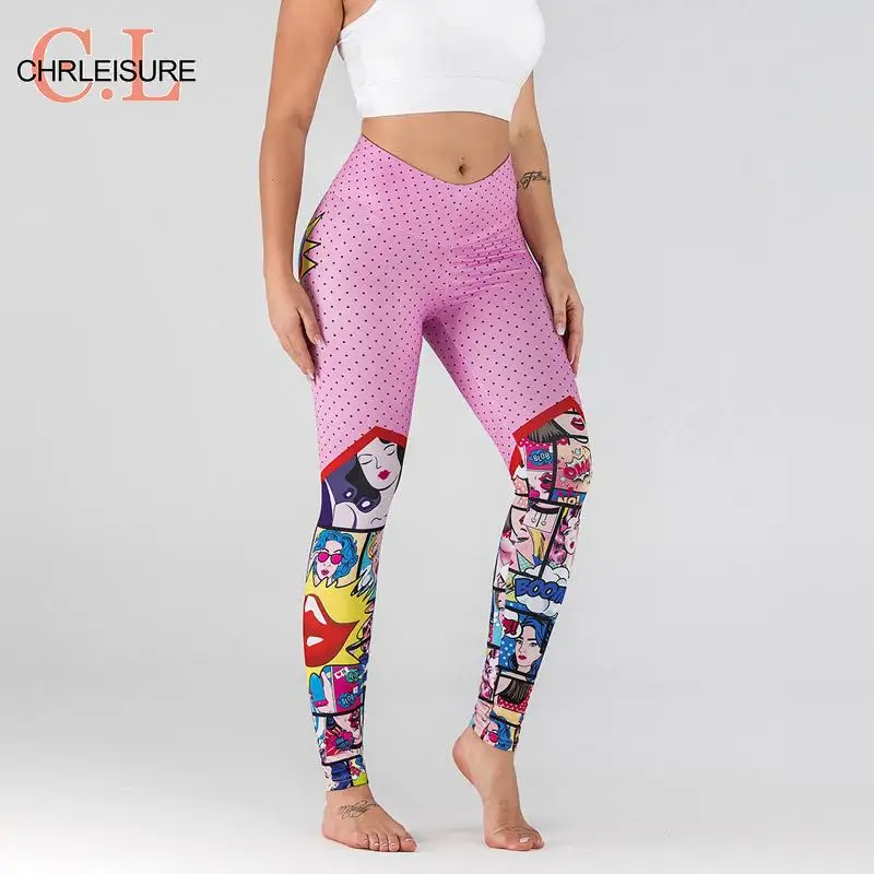 CHRLEISURE Женские легинсы для тренировки с 3D принтом в горошек Утягивающие высокой
