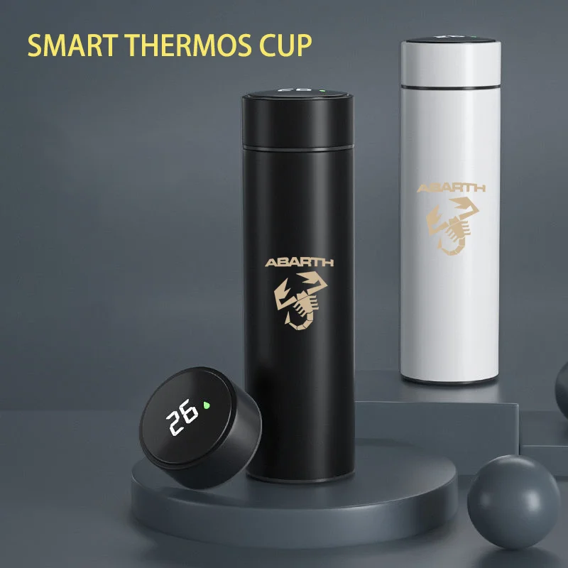 

500ml Car 304 Stainless Smart Thermal Mug With LED Display Water Bottle Car Accessories For Fiat Abarth 500 124