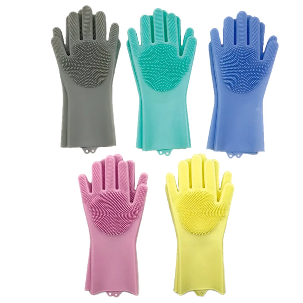 

1 Pair Silicone Dishwashing Gloves Kitchen Cleaning Gloves Washing Dishes Multifunctional Magic Glove Household Cleaning Tools