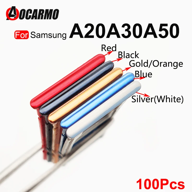 Aocarmo 100 pz/lotto Sim Card vassoio SD Reader Holder per Samsung Galaxy A10 A105F A20 A205F A30 A305F A50 SIM Card vassoio Slot Holder