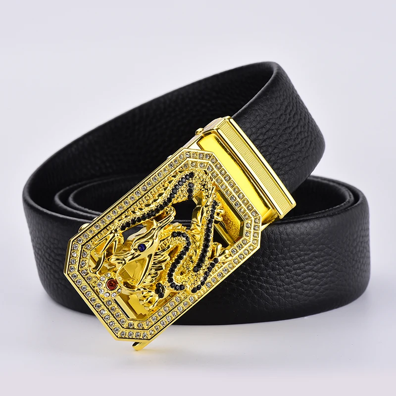 

NO.ONEPAUL Men Genuine Belts For Men Top Quality Automatic Belts Cow Leather Belts Men 3.8cm Width Luxury Fashion Leather Strap