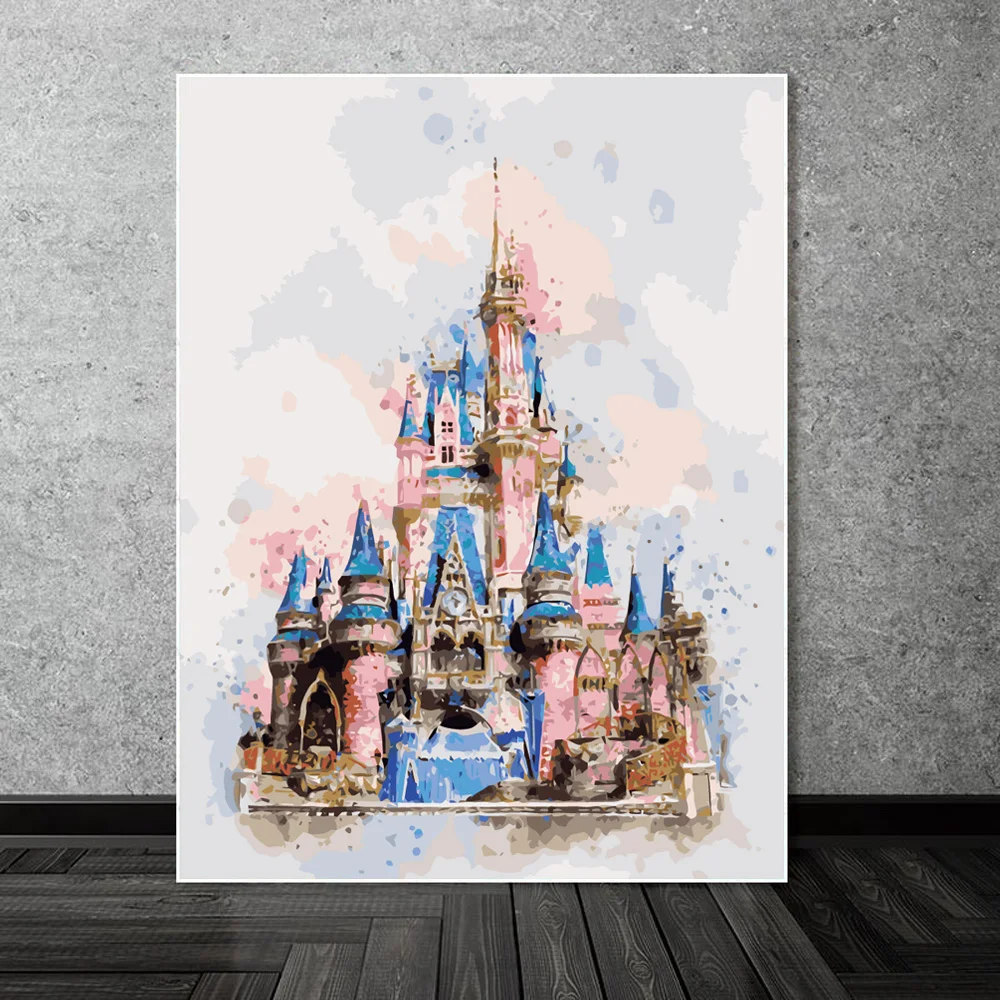 Диснейленд спальный Красота волшебный замок Diy картина по номерам Замок