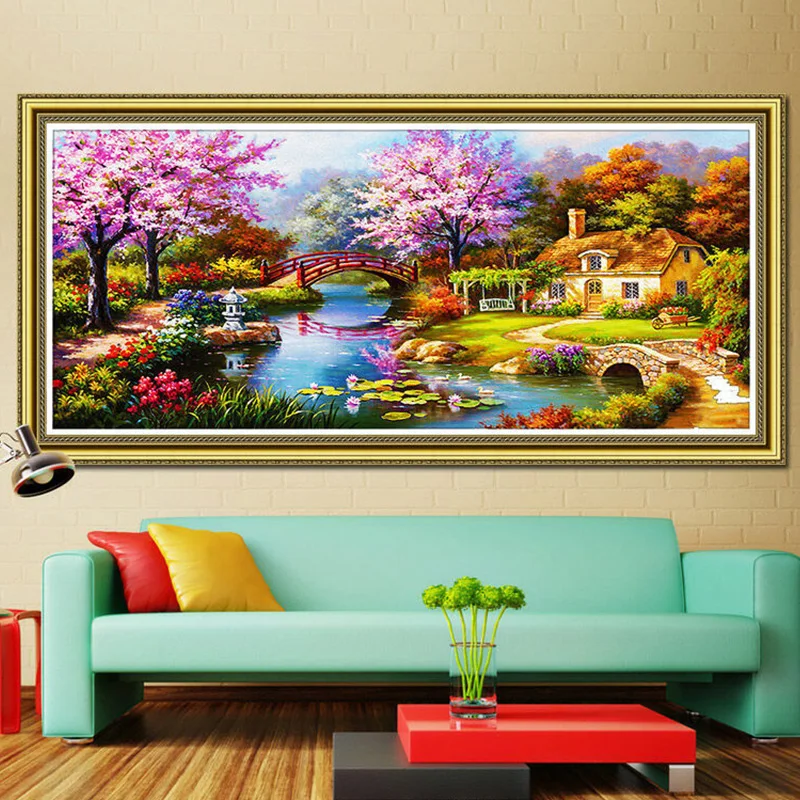 Алмазная вышивка пейзажа Круглый Алмазный пейзаж струящаяся вода стразы 5D